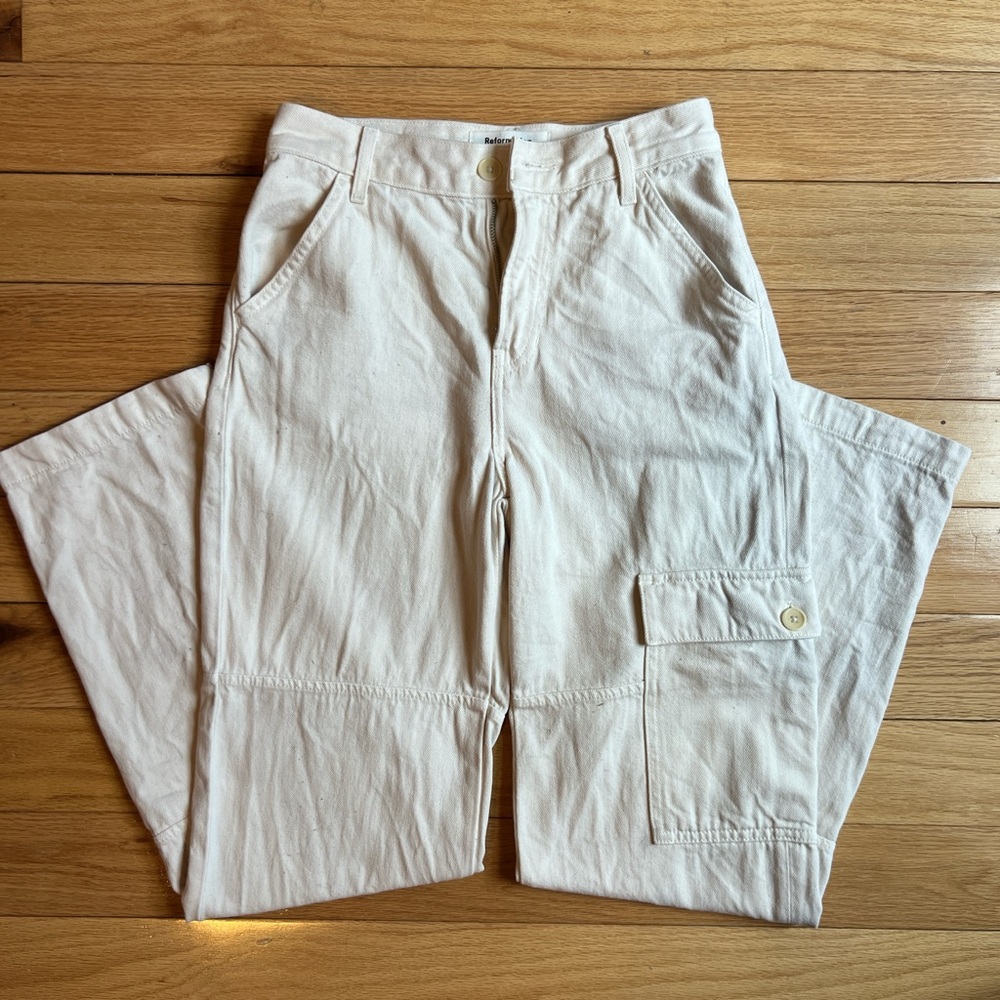 Reformation Off-White Wide Leg Pants